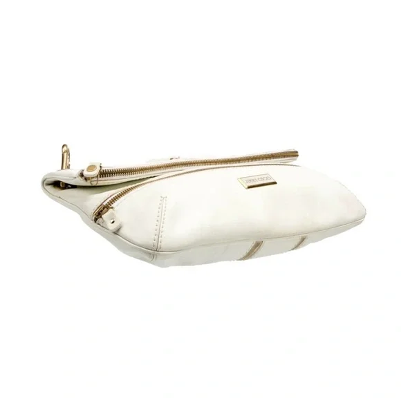 Jimmy Choo Cream and Gold Fold-Over Wristlet Clutch - Picture 6 of 11
